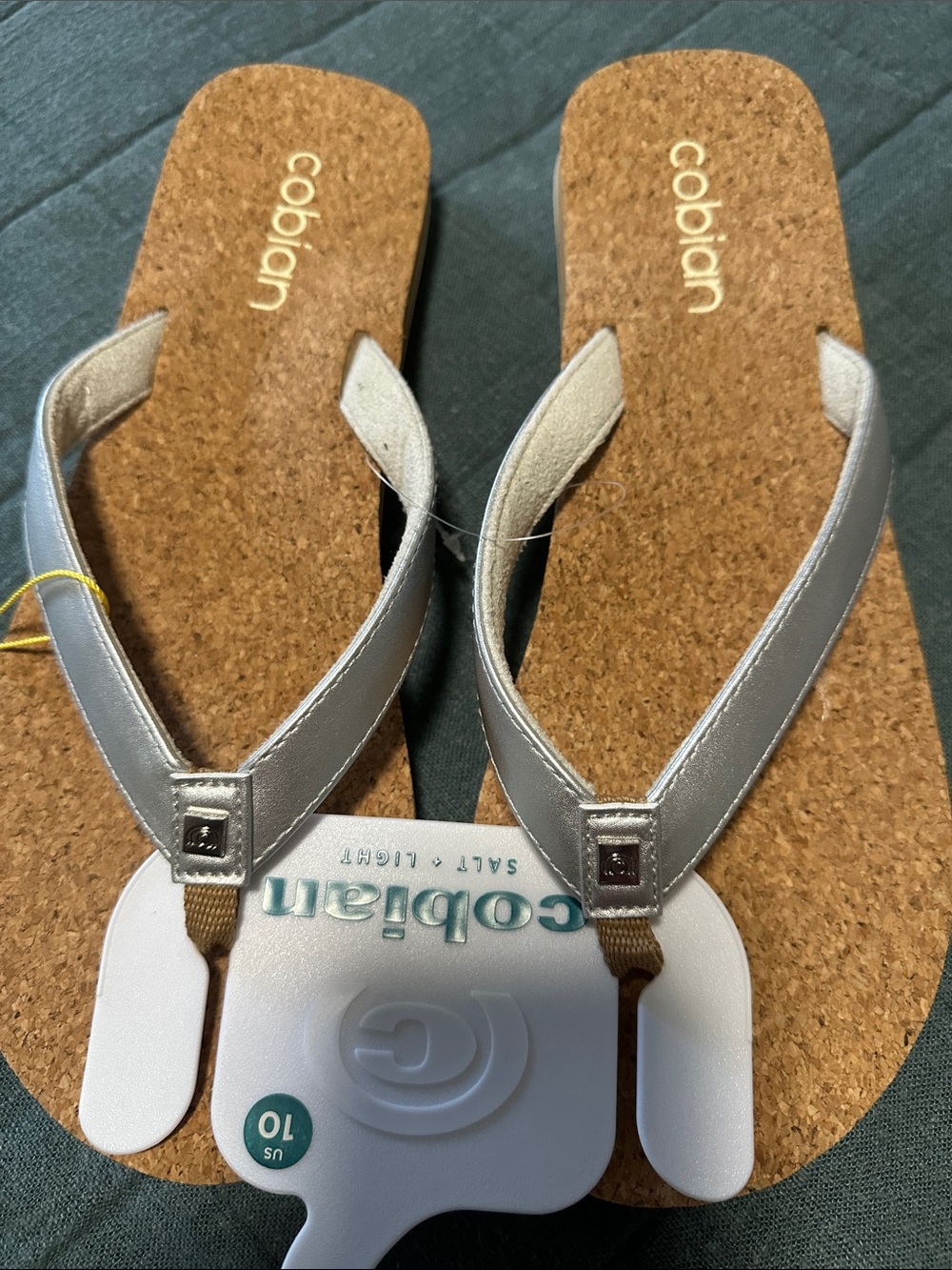 Cobian Women's Silver Cork Footbed flip flops - Picture 6 of 7